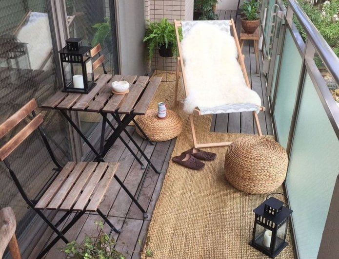chaise lounge on the balcony