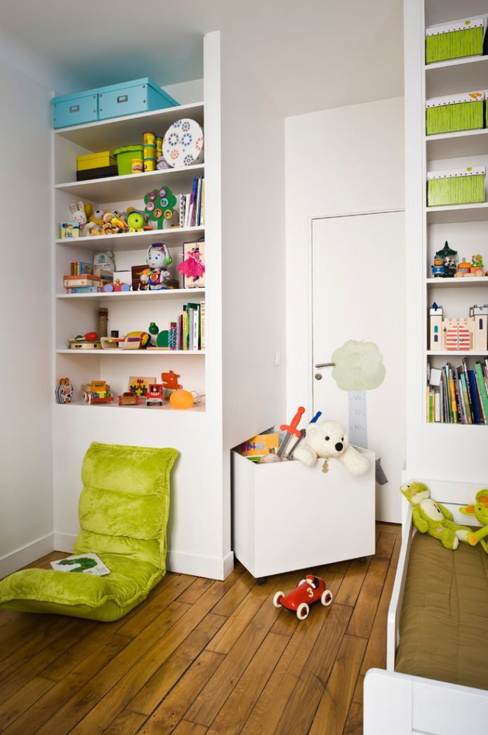 open shelves in the nursery