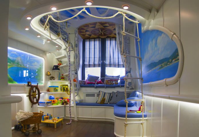 children's room in a marine style