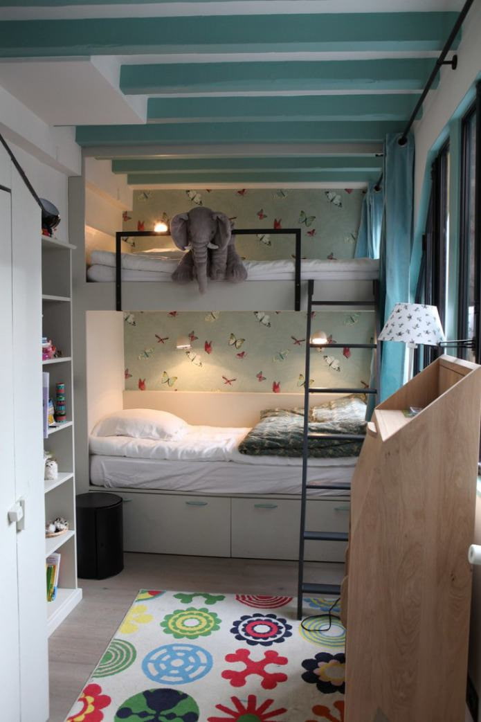 a children's room for two children with a bunk bed