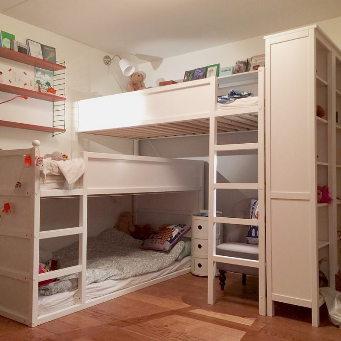 compact children's room for three children