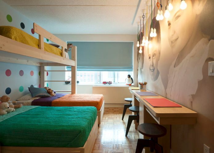 small children's room for three children