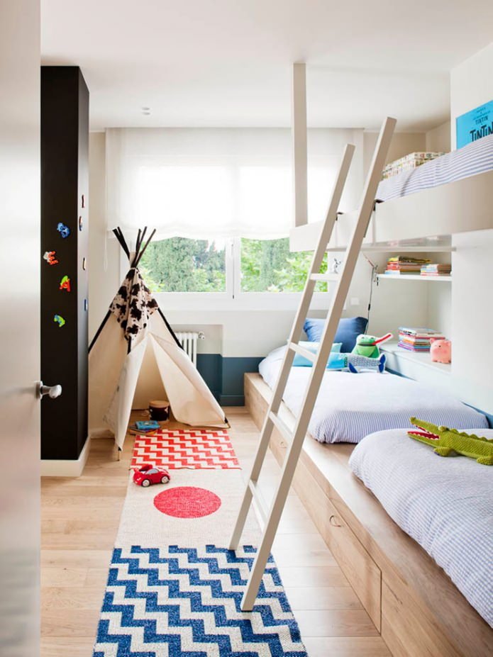 room for three children in Scandinavian style