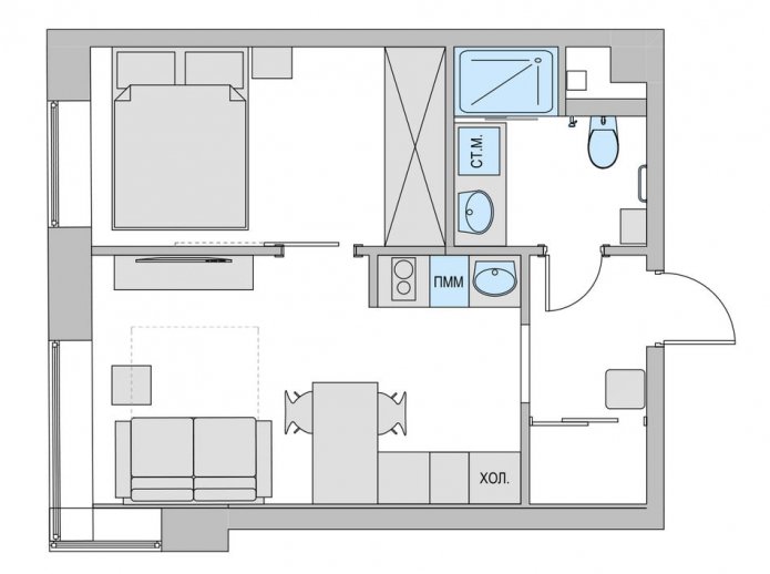 plan of a small two-room apartment