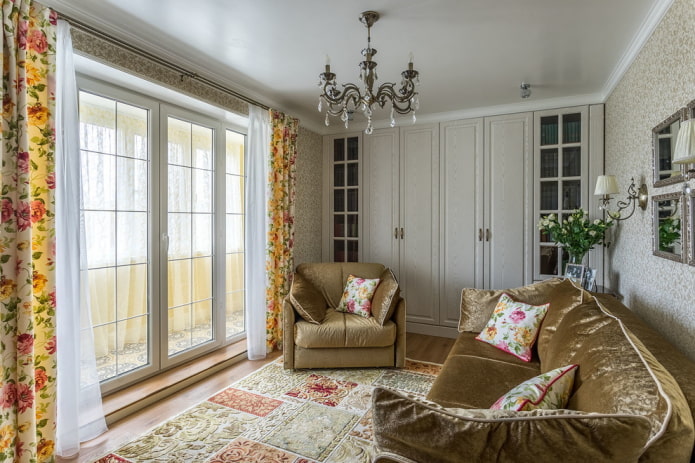 decor and textiles in the interior of a small living room