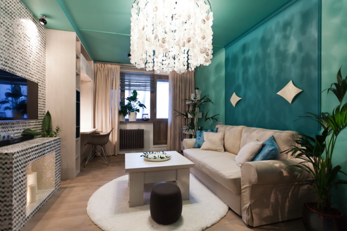 lighting in the interior of a small living room