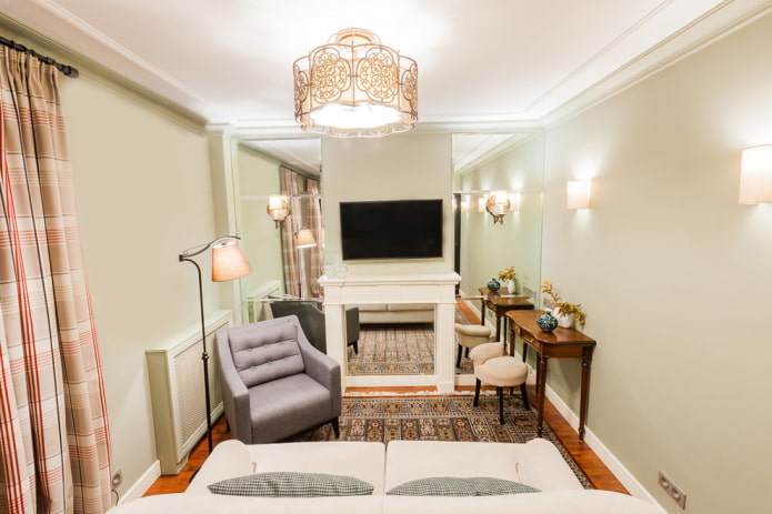 lighting in the interior of a small living room