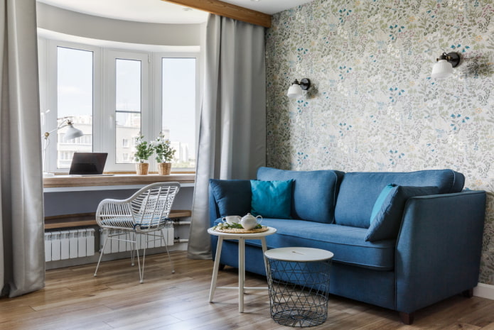 small living room with a bay window