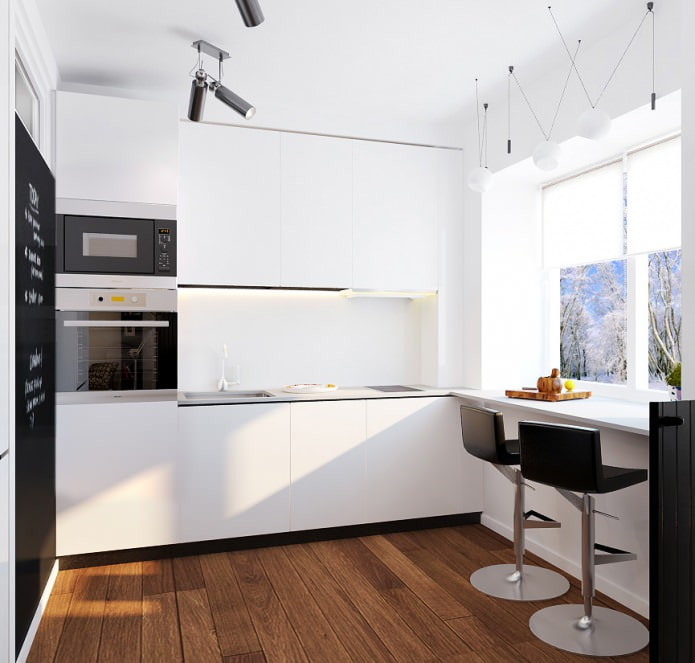 small kitchen with a bar counter
