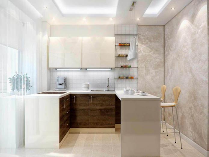 Small kitchen design with a bar counter