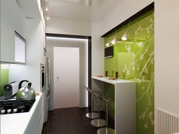 small kitchen with a bar counter