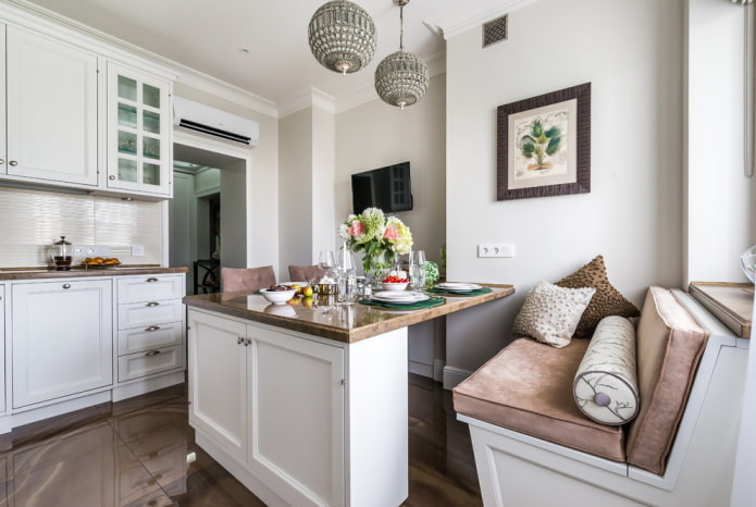 furniture arrangement in the interior of a small-sized kitchen