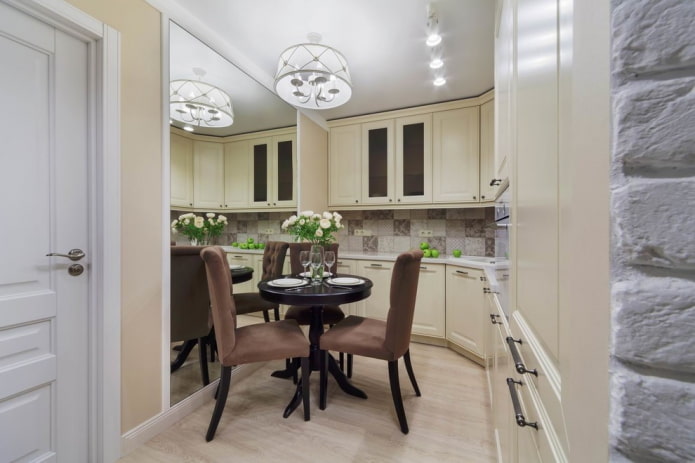 lighting in the interior of a small kitchen