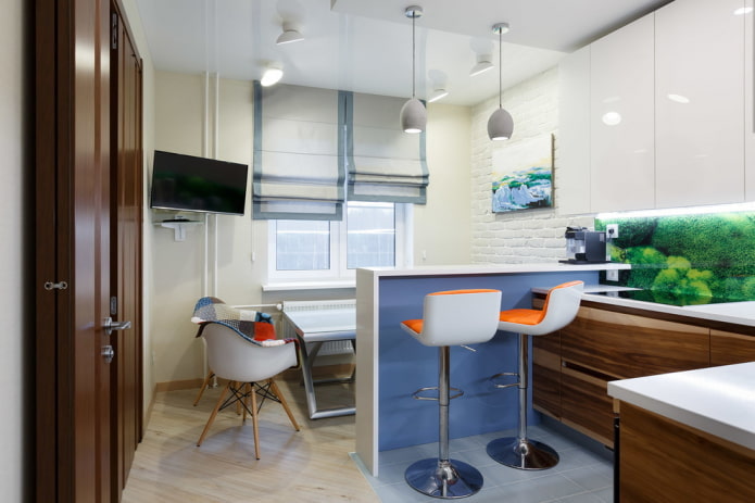 furniture arrangement in the interior of a small kitchen
