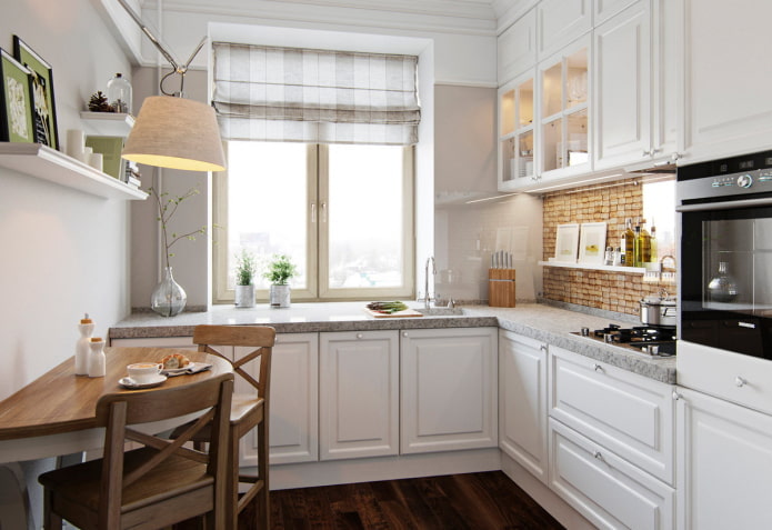 decor and textiles in the interior of a small-sized kitchen