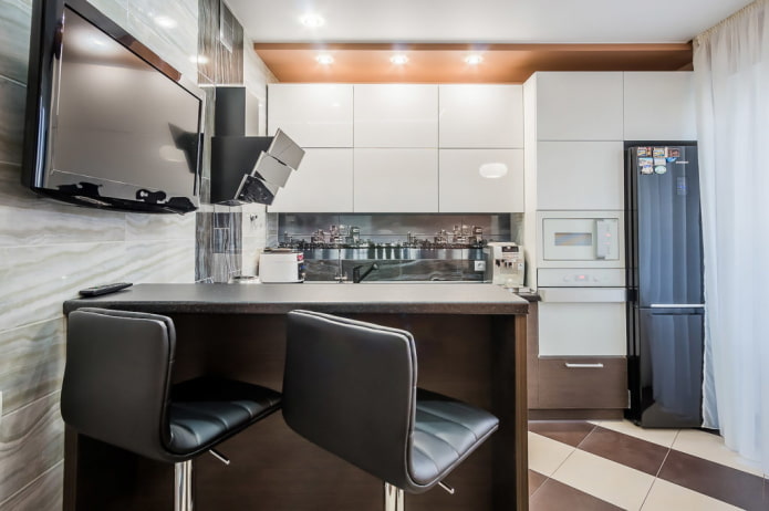 small-sized kitchen in a high-tech style