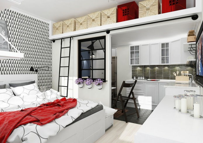 Design of a small studio apartment of 25 sq. m.