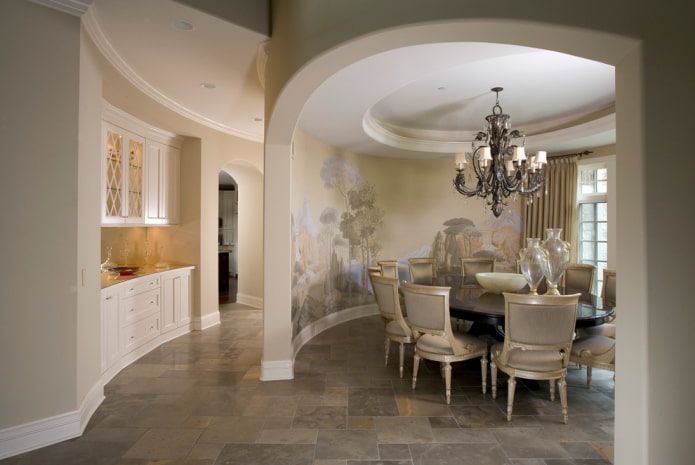 zoning of the kitchen and dining room