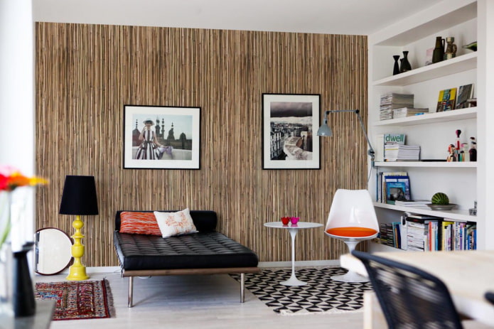 bamboo imitation wallpaper in the interior