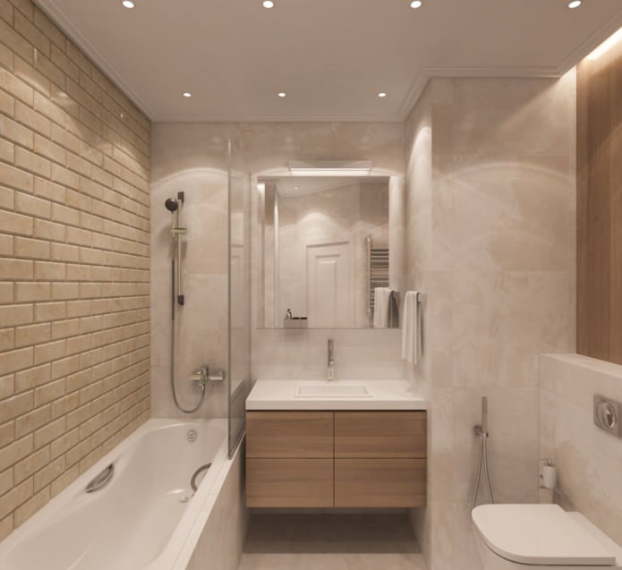 bathroom in a one-room apartment of 50 sq
