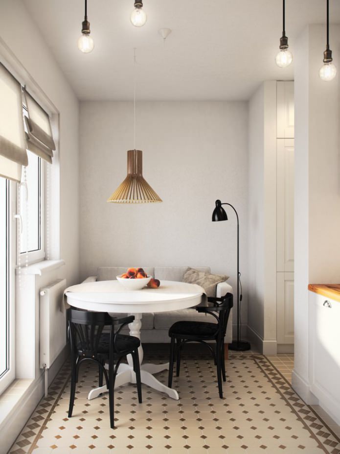 kitchen in the design of a one-room apartment of 36 sq. m.
