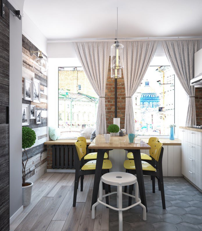 Kitchen design in a one-room apartment-swing