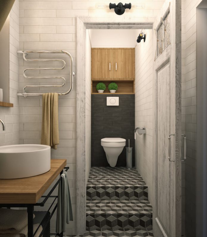 Bathroom design in a one-room apartment-swing