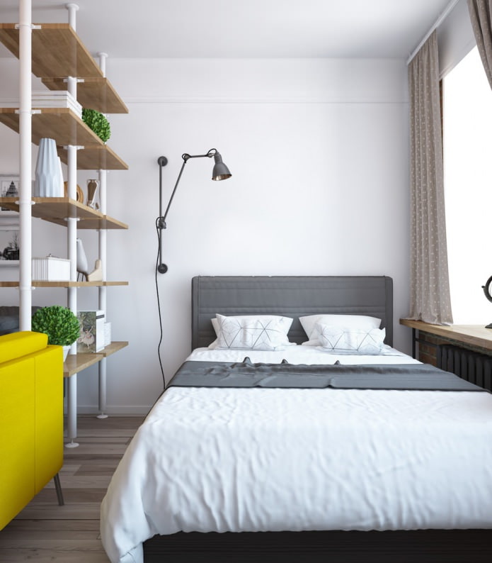 Bedroom design in a one-room apartment-swing