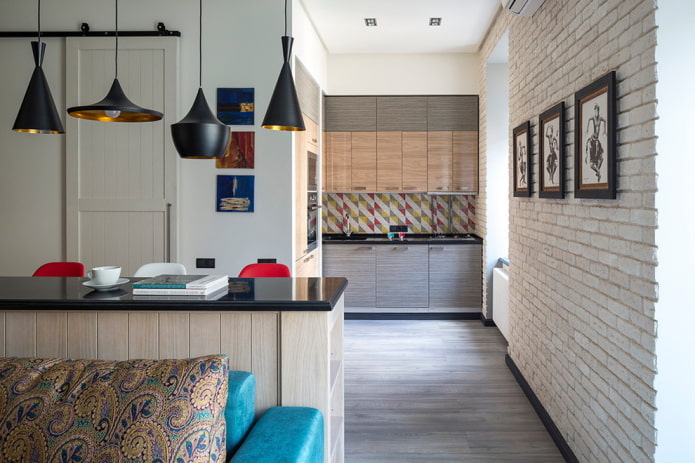 narrow niche in a one-room apartment