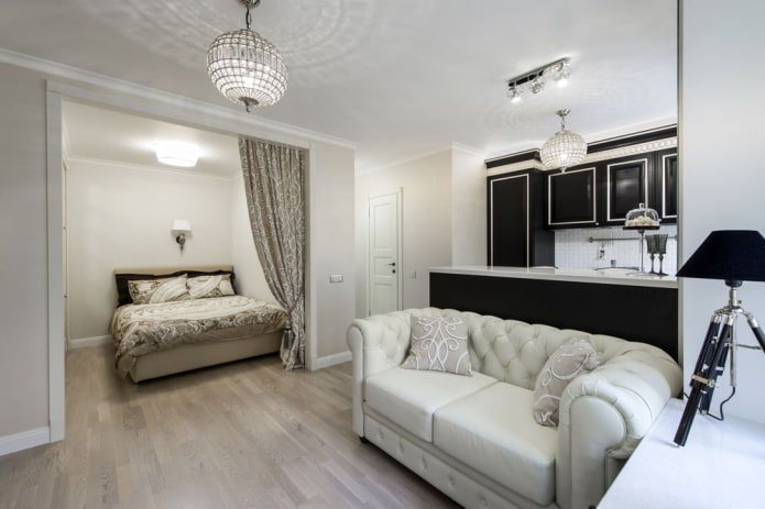 niche in the interior of a studio apartment