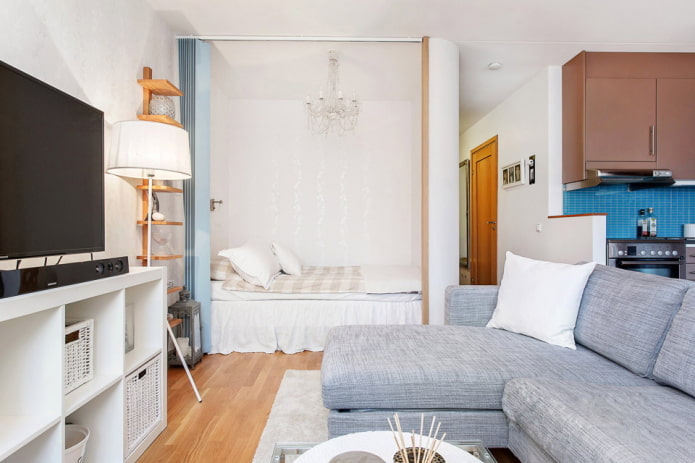 niche in the interior of a studio apartment