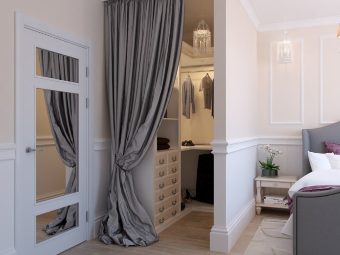 dressing room in a niche in the interior