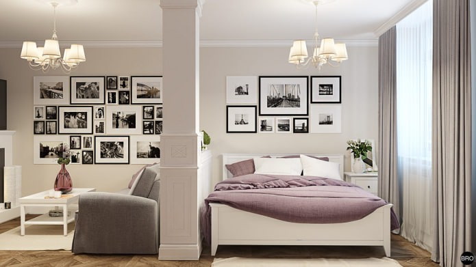bedroom-living room in the project of a one-room apartment