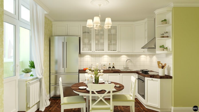 kitchen in the project of a one-room apartment