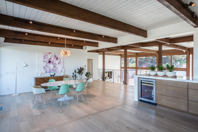 brown wooden ceiling beams