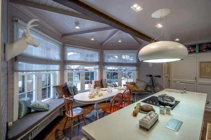 beams on half the ceiling