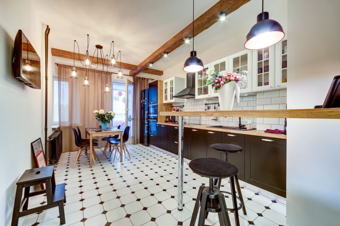 two beams on the ceiling