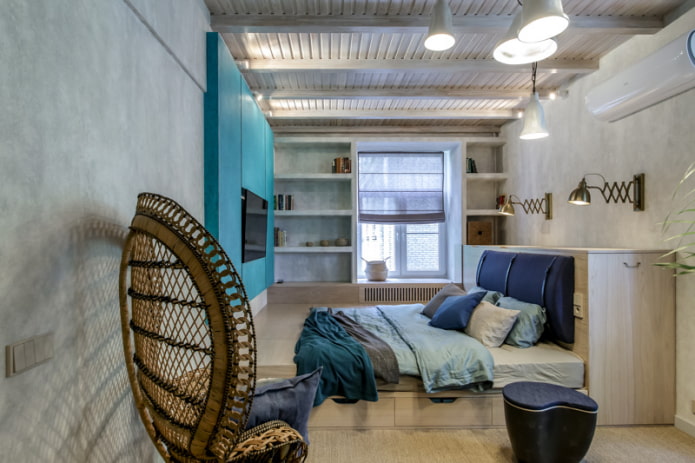 beams in the bedroom interior