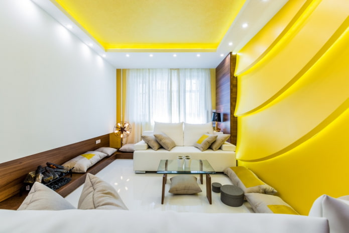 yellow ceiling in the interior