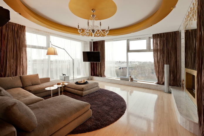 figured ceiling in the living room