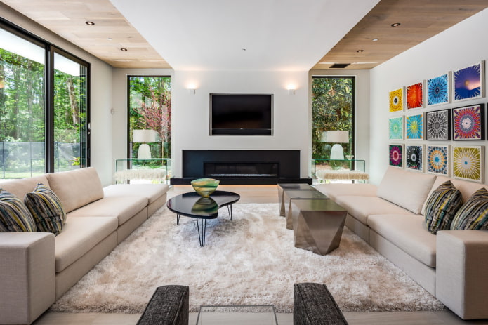 combined ceiling in the living room