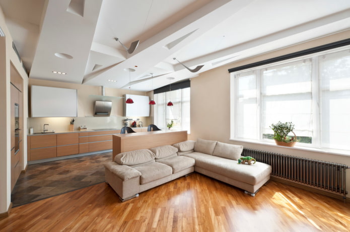 multi-level ceiling in the interior