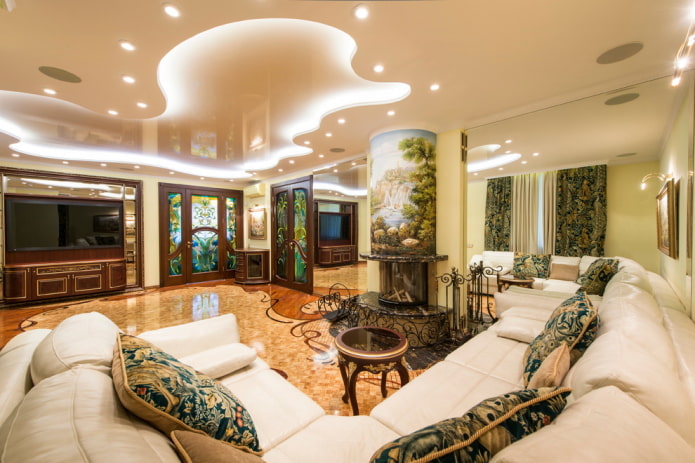 backlit ceiling in the living room