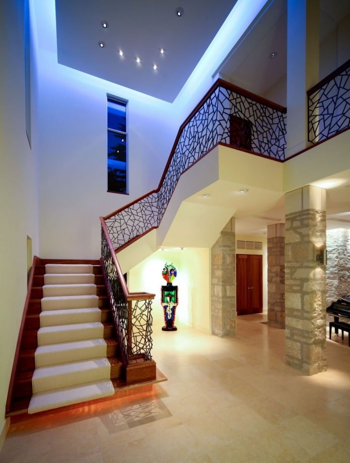 ceiling design above the stairs