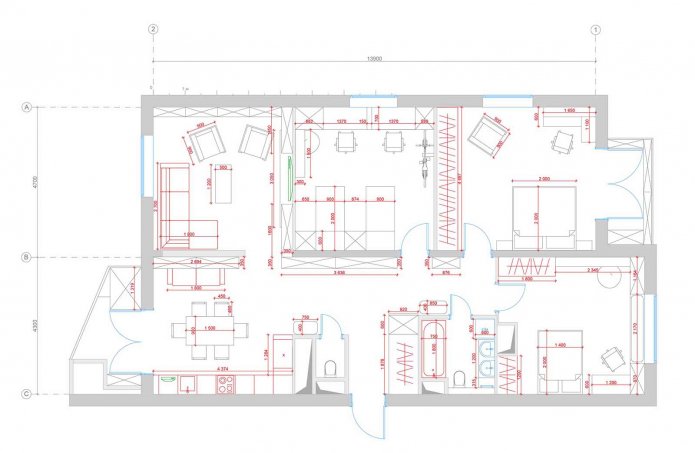 4-room apartment layout