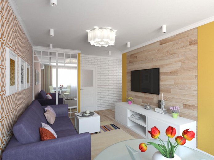 project of a two-room Khrushchevka of 44 sq. m.