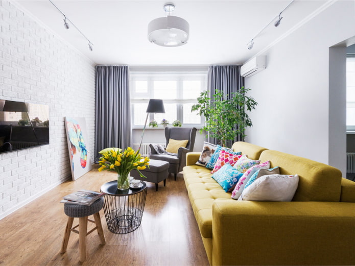 yellow sofa in the hall