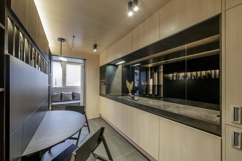 How to create a harmonious design for a rectangular kitchen?