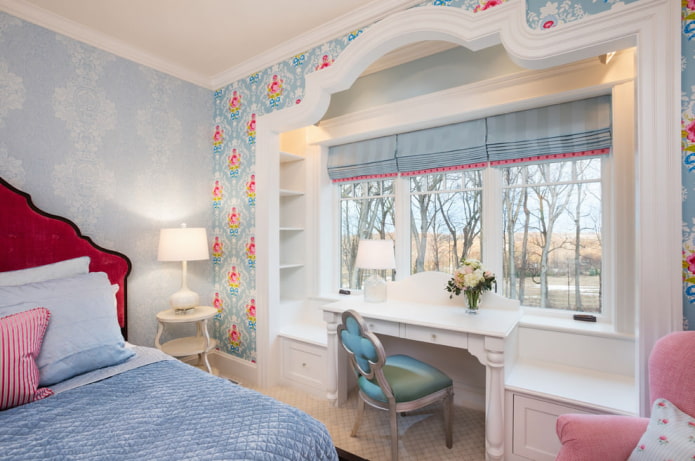 children's blue curtains with pink