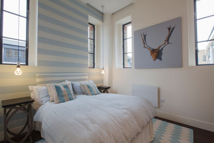 stripes on the wall in the bedroom